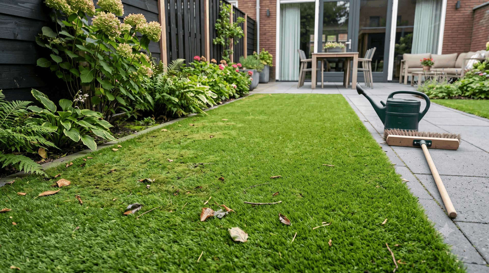 Groene aanslag op kunstgras