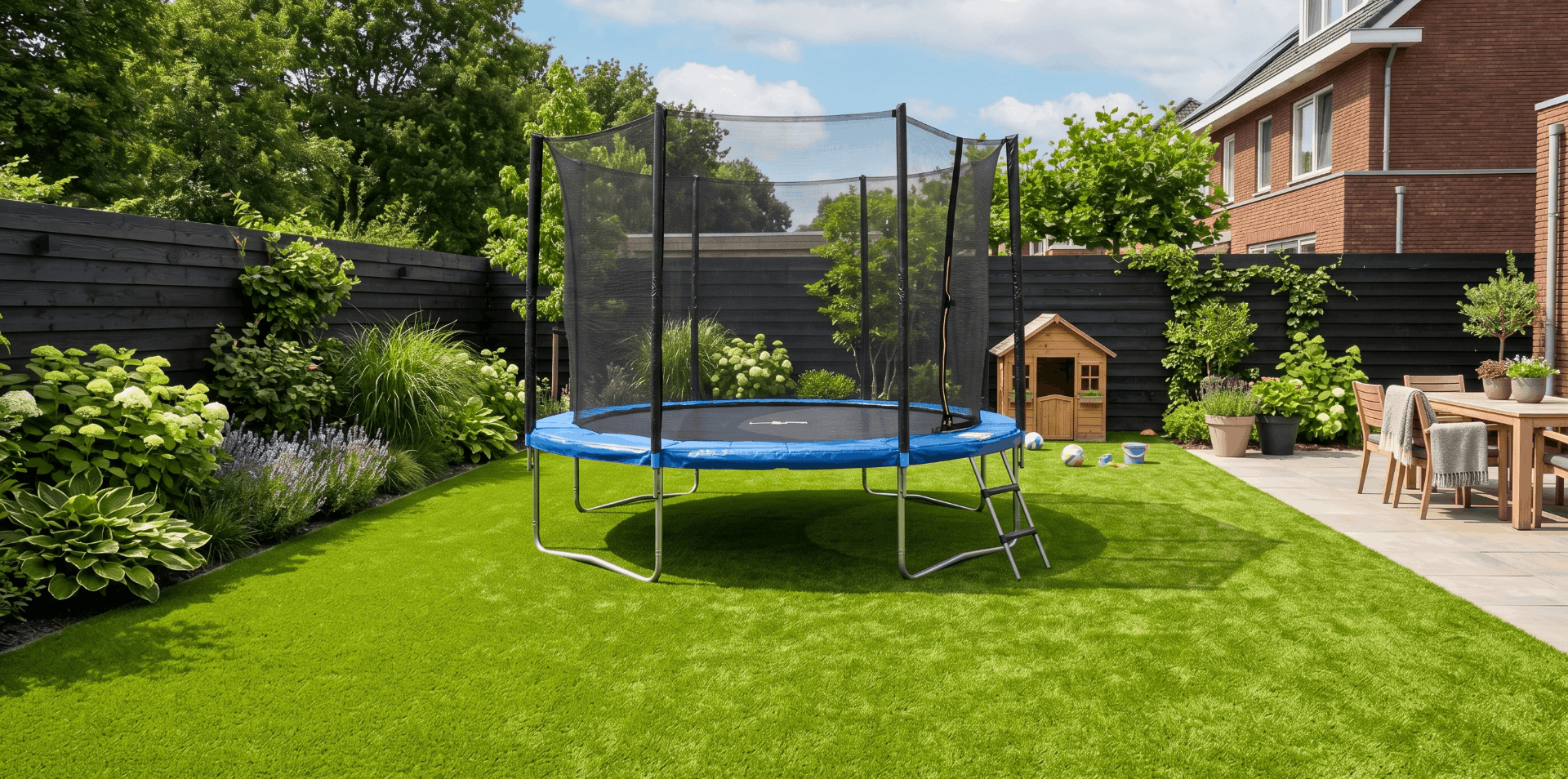 trampoline op kunstgras